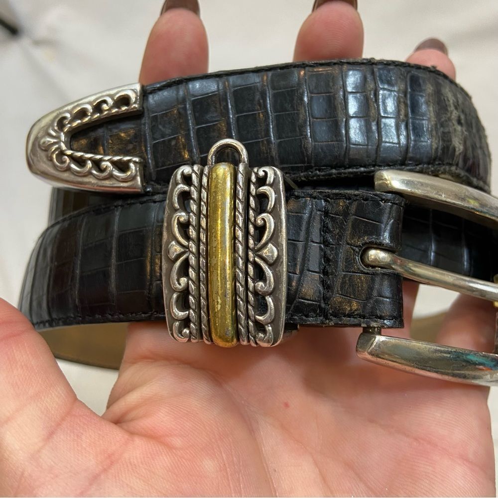 Ladies Brighton Black Leather Charm Belt Size Large/34 - Picture 7 of 9